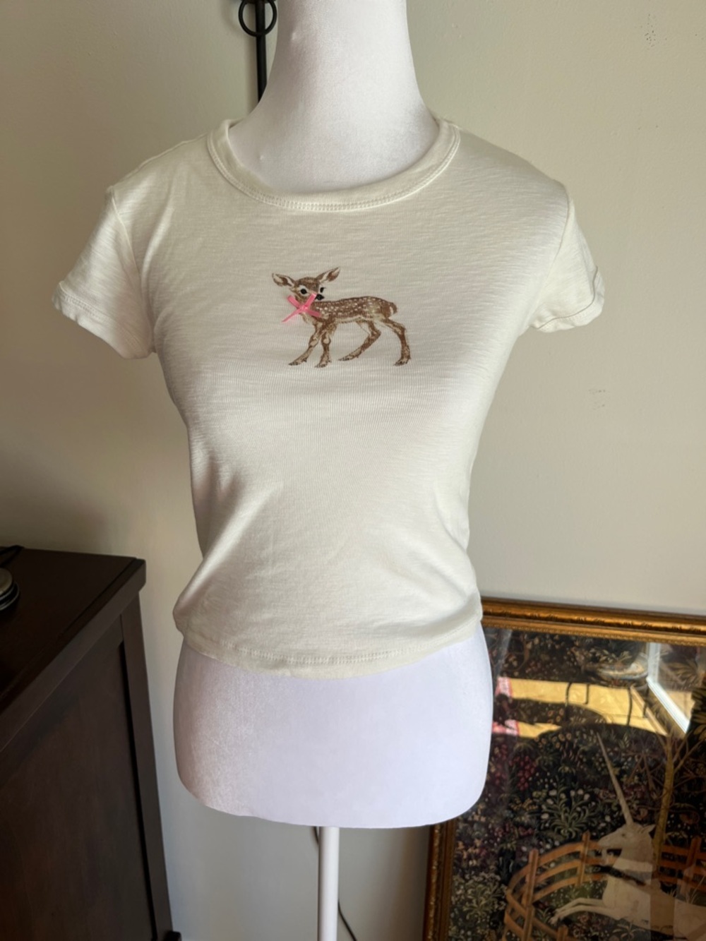 wild fable Cream Short Sleeve Tee with Fawn Patch